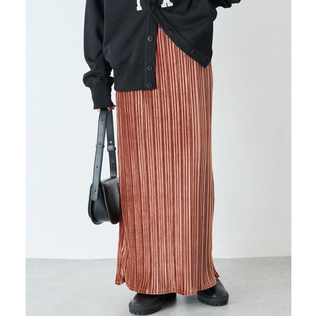 ラビアンジェ（LAVEANGE）/【洗える】ベロアプリーツタイトスカートの通販は