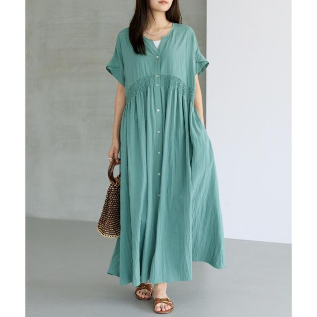 ラビアンジェ（LAVEANGE）/【好機能シリーズ】接触冷感/ウエストシャーリングワンピース