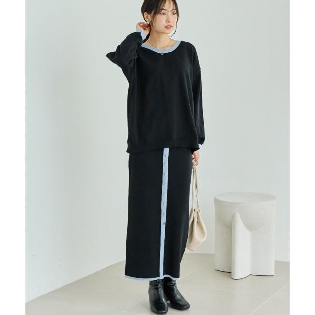 ラビアンジェ（LAVEANGE）/【洗える】バイカラーニットセットアップ