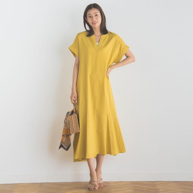 ドロワットロートレアモン（Droite lautreamont）/レーヨン麻ポプリンワンピース≪洗濯機で洗える≫ ドロワットロートレアモン（Droite lautreamont）/レーヨン麻ポプリン