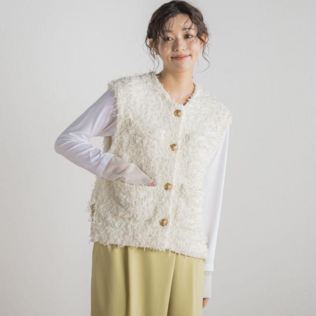 【NEW】ドロワットロートレアモン（Droite lautreamont）/チュールMIXツイードジレ≪手洗い可能≫の通販は 20,306円