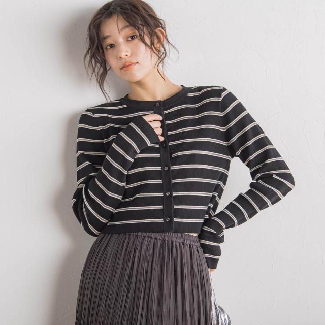 ドロワットロートレアモン（Droite lautreamont）/シアーボーダーRIBカーデ≪手洗い可能≫