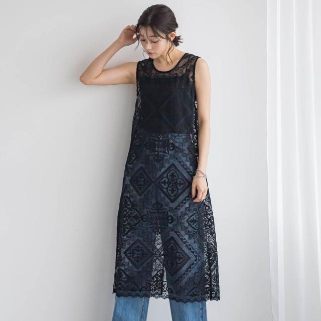 ドロワットロートレアモン（Droite lautreamont）/クラフトラッセルレースワンピース≪洗濯機で洗える≫