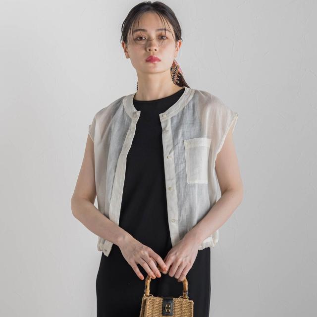 ドロワットロートレアモン（Droite lautreamont）/リネンドロストノースリブラウス≪手洗い可能≫