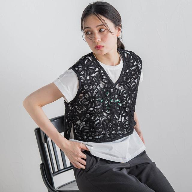 ドロワットロートレアモン（Droite lautreamont）/コットンレースベスト≪手洗い可能≫