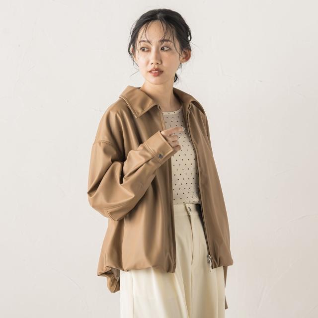 ドロワットロートレアモン（Droite lautreamont）/レザーライクブルゾン≪洗濯機で洗える≫