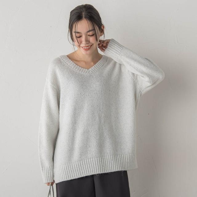 ドロワットロートレアモン（Droite lautreamont）/スパンコールVネックニット≪手洗い可能≫