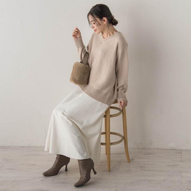 ドロワットロートレアモン（Droite lautreamont）/スパンコールVネックニット≪手洗い可能≫