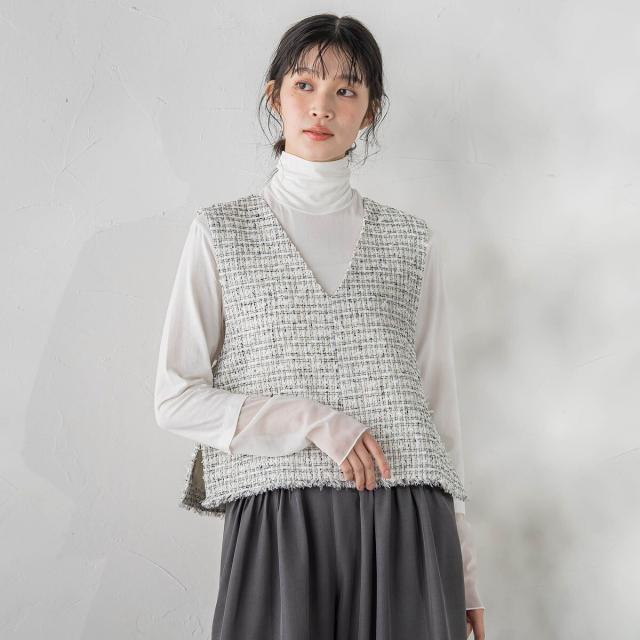 ドロワットロートレアモン（Droite lautreamont）/ミックスツィードベスト≪洗濯機で洗える≫_1