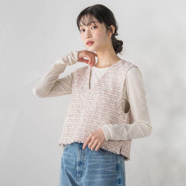 ドロワットロートレアモン（Droite lautreamont）/ミックスツィードベスト≪洗濯機で洗える≫