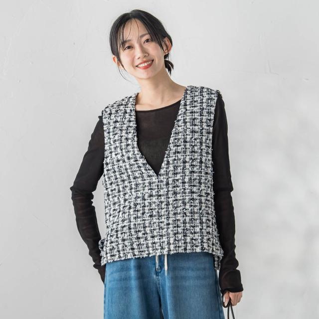 ドロワットロートレアモン（Droite lautreamont）/ミックスツィードベスト≪洗濯機で洗える≫_9