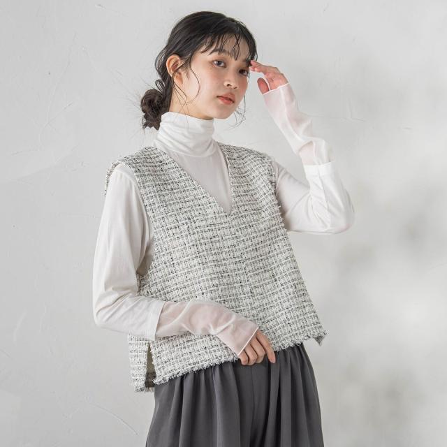 ドロワットロートレアモン（Droite lautreamont）/ミックスツィードベスト≪洗濯機で洗える≫_15