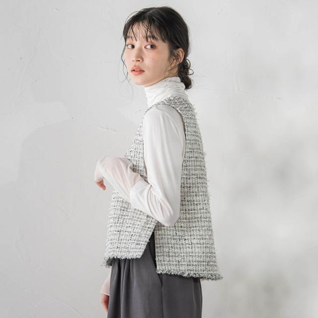 ドロワットロートレアモン（Droite lautreamont）/ミックスツィードベスト≪洗濯機で洗える≫_17