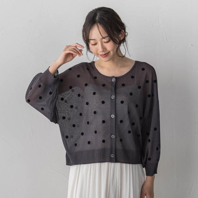 ドロワットロートレアモン（Droite lautreamont）/フロッキードットシアーニットカーディガン