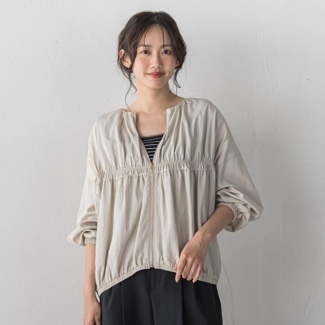 【NEW】ドロワットロートレアモン（Droite lautreamont）/レーヨンナイロンギャザー切替えブルゾン