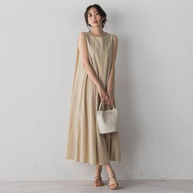 ドロワットロートレアモン（Droite lautreamont）/MULTI COTTONストライプワンピース