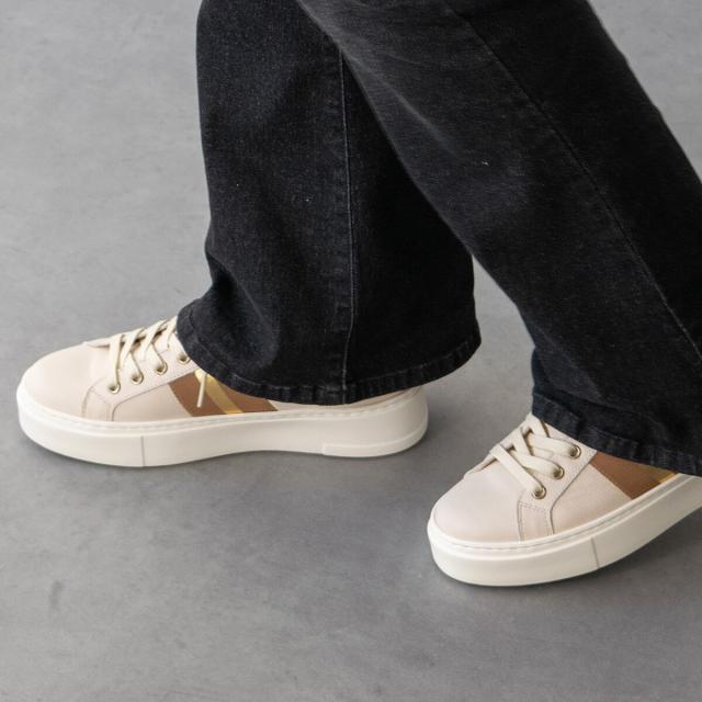 ブリジットバーキンセレクト（Bridget Birkin Select）/LUCA GROSSI◆4．5cmヒール◆ラインテープ厚底レザースニーカー