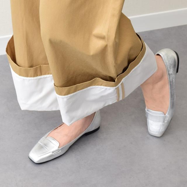 インターショシュール（INTER−CHAUSSURES）/INTER−CHAUSSURES◆1cmヒール◆スクエアトウフラットモカシューズ