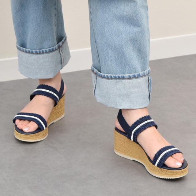 イタリアンシューメーカーズ（ITALIAN SHOEMAKERS）/ITALIAN SHOEMAKERS◆7cmヒール◆ラインストーンリボン厚底サンダル