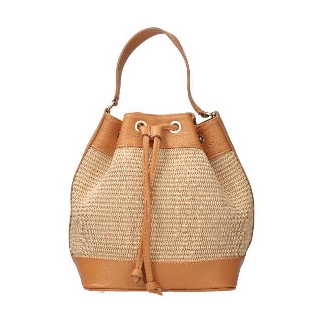 アンドレアカルドネ（Andrea Cardone）/Andrea Cardone◆レザーハンドルラフィアコンビハンドバッグ