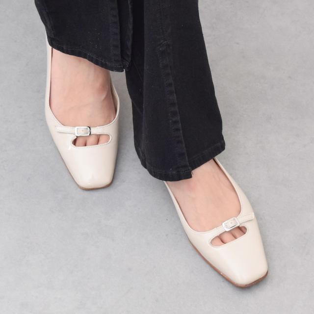 インターショシュール（INTER−CHAUSSURES）/INTER−CHAUSSURES◆1cmヒール◆スクエアトウバックルサケットバレエ_1