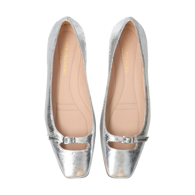 インターショシュール（INTER−CHAUSSURES）/INTER−CHAUSSURES◆1cmヒール◆スクエアトウバックルサケットバレエ_13