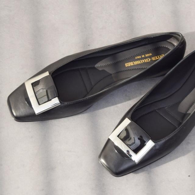 インターショシュール（INTER−CHAUSSURES）/INTER−CHAUSSURES◆1cmヒール◆スクエアトウバックルサケットバレエ