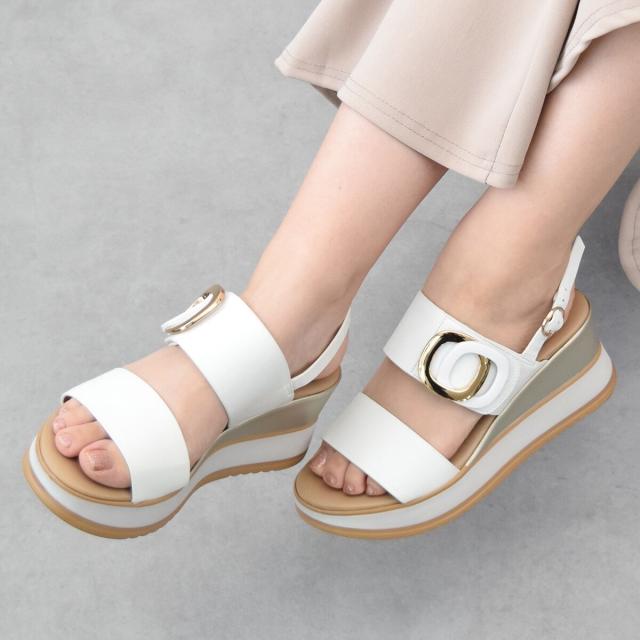 インターショシュール（INTER−CHAUSSURES）/INTER−CHAUSSURES◆7cmヒール◆バックルウエッジサンダル
