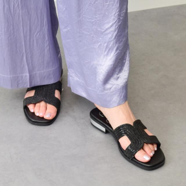 オー マイ サンダルズ（Oh my Sandals）/Oh my Sandals◆ラインストーンローヒールサンダル