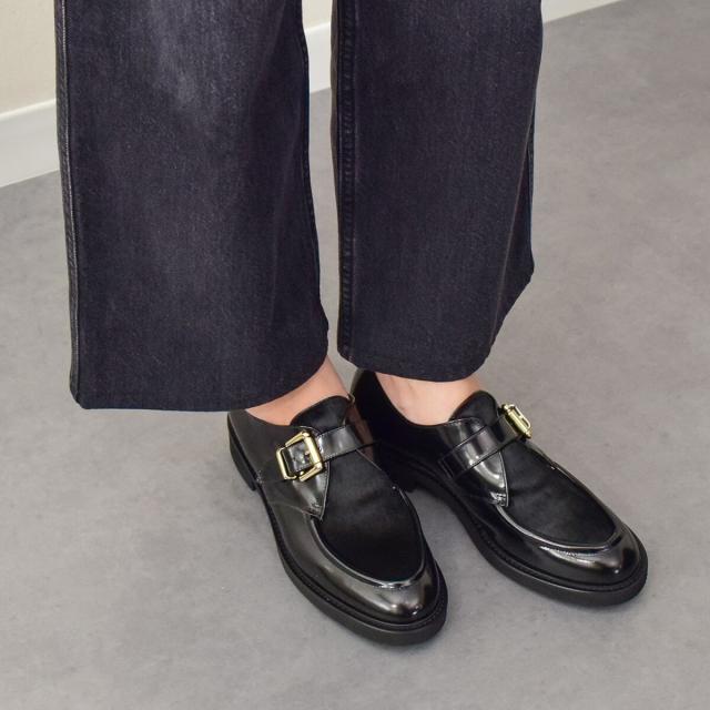 ルカ グロッシ（Luca Grossi）/LUCA GROSSI◆3．5cmヒール◆異素材コンビモンクストラップシューズ