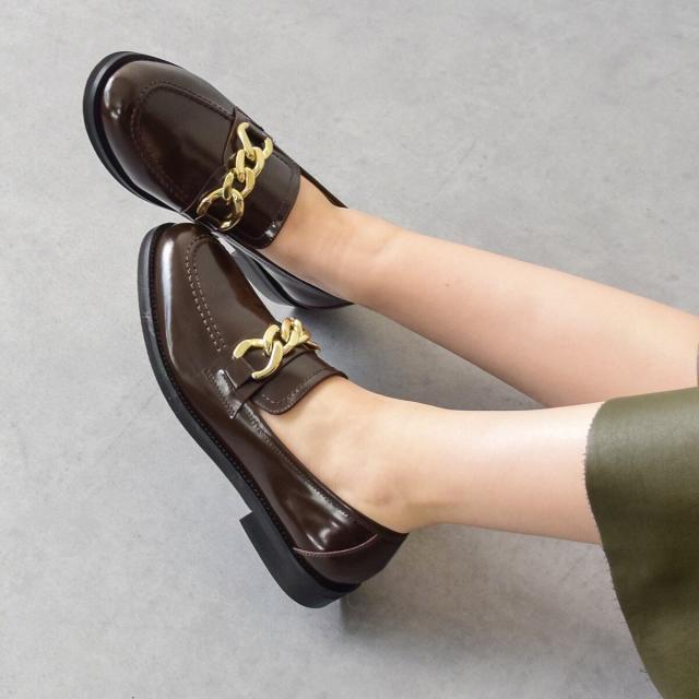 ルカ グロッシ（Luca Grossi）/LUCA GROSSI◆3cmヒール◆ラウンドトウチェーンローファー