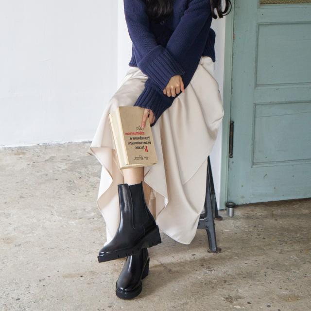 ルカ グロッシ（Luca Grossi）/LUCA GROSSI◆6．2cmヒール◆ラウンドトウミドルヒールサイドゴアブーツ