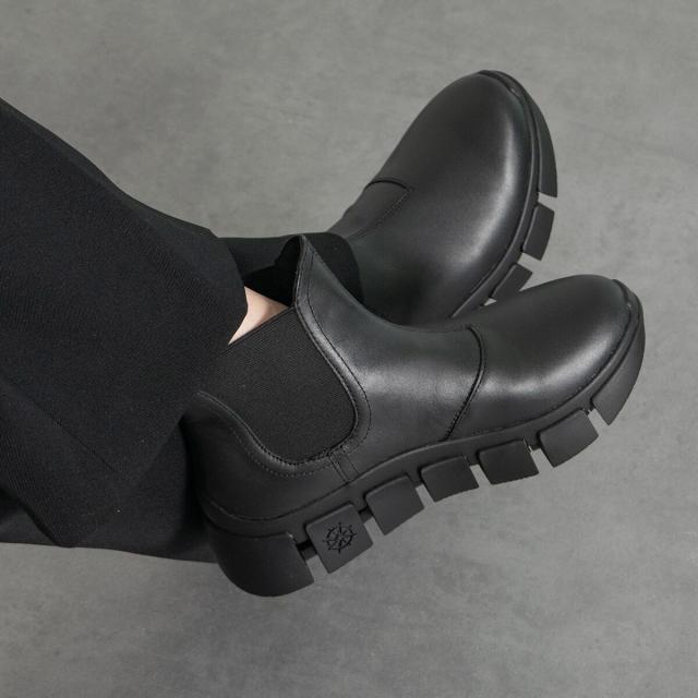 ブソラ（bussola）/bussola◆5cmヒール◆晴雨兼用厚底サイドゴアショートブーツ