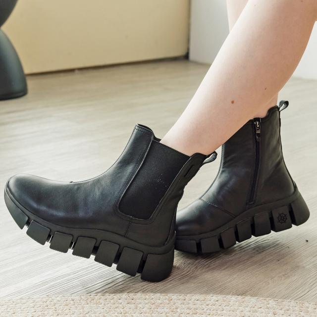 ブソラ（bussola）/bussola◆5cmヒール◆晴雨兼用厚底インサイドジップショートブーツ