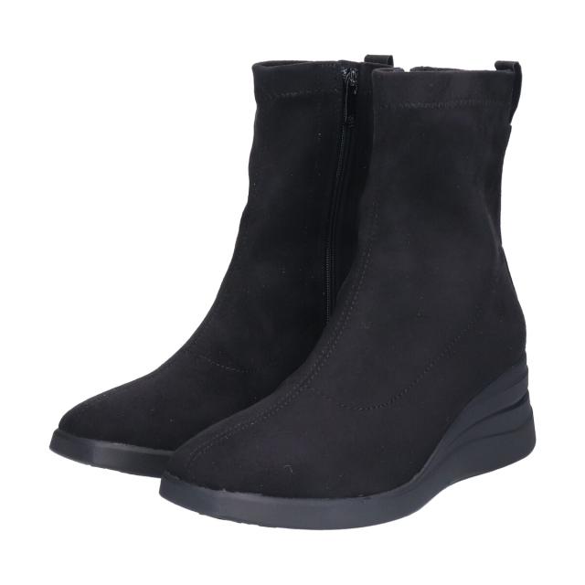 ブソラ（bussola）/bussola◆6．5cmヒール◆撥水スクエアトゥウェッジヒールブーツ ブソラ（bussola）/bussola◇6．5cmヒール◇撥水スクエアトゥウェッジ