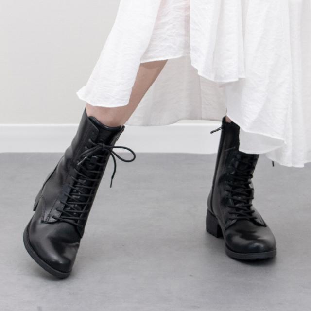 ブソラ（bussola）/bussola◆4cmヒール◆撥水レースアップショートブーツ