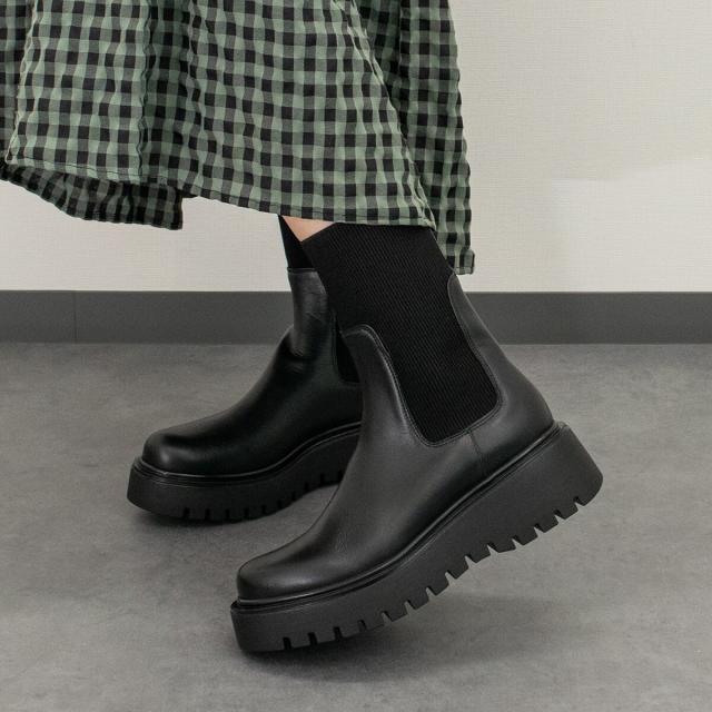 コルソローマ（CORSO ROMA 9）/CORSO ROMA 9◆4cmヒール◆モールドソールリブニットショートブーツ