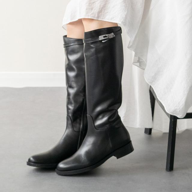 インターショシュール（INTER−CHAUSSURES）/INTER−CHAUSSURES◆3．1cmヒール◆ラウンドトウローヒールロングブーツ