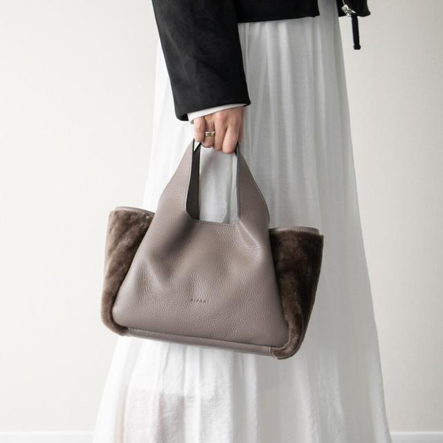 リパーニ（RIPANI）/RIPANI◆ムートンコンビレザーハンドバッグ