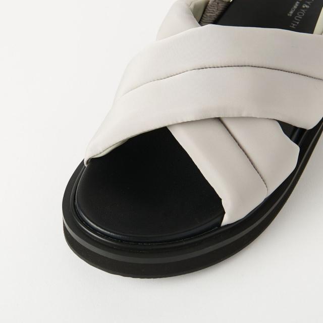 BEAUTY&YOUTH 黒 リボン付きサンダル BEAUTY&YOUTH ビックタイ リボン