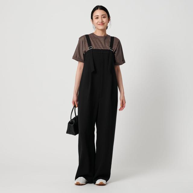 【美品】ビューティーアンドユースポリエステル ベルトストラップ オールインワン BEAUTY & YOUTH】ポリエステル ベルトストラップ オールインワン