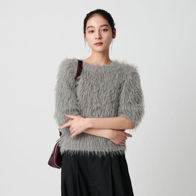 ビューティー＆ユース ユナイテッドアローズ（BEAUTY&YOUTH）/フェザーヤーン ハーフスリーブ ニットプルオーバー