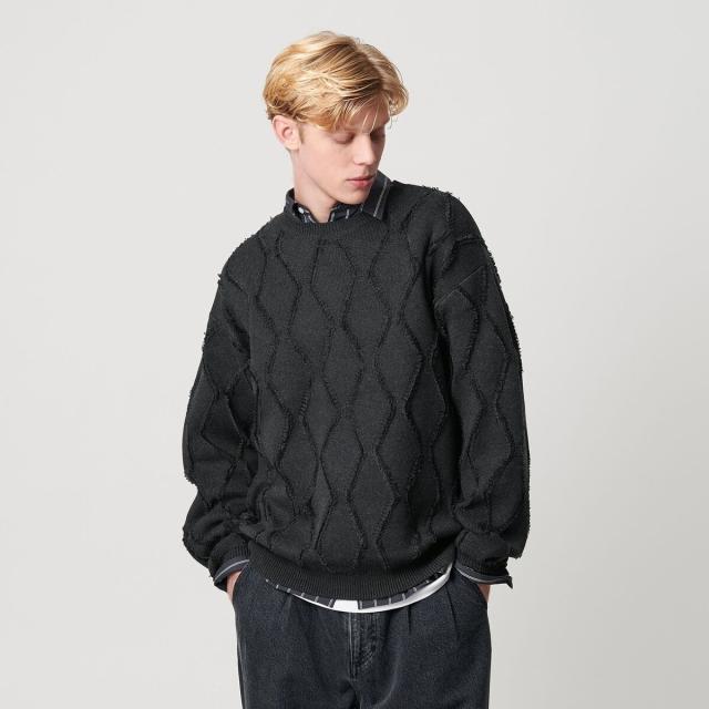 ビューティー＆ユース ユナイテッドアローズ（BEAUTY&YOUTH）/フリンジ パターン クルーネック ニット