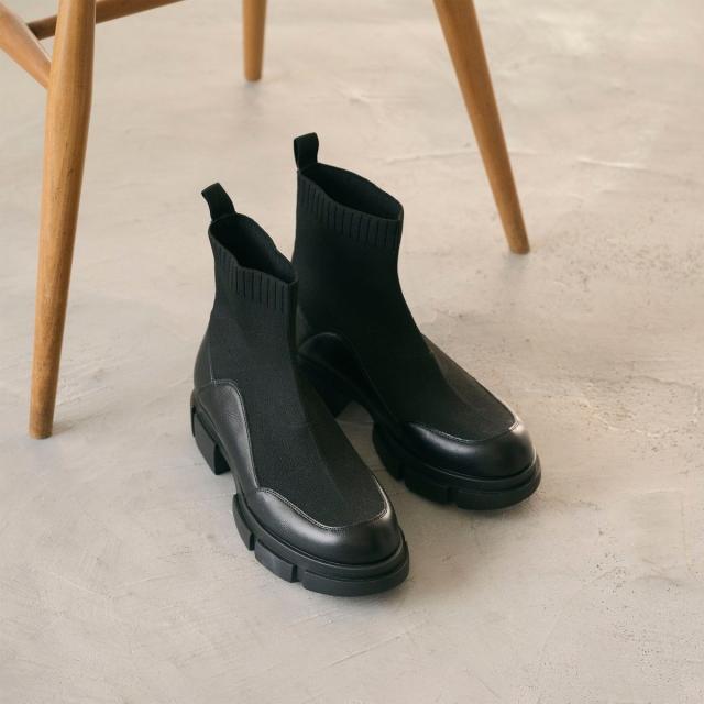 ビューティー＆ユース ユナイテッドアローズ（BEAUTY&YOUTH）/ニット レザーライク ブーツ 撥水/晴雨兼用