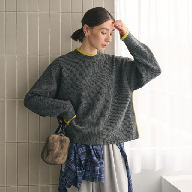 ビューティー＆ユース ユナイテッドアローズ（BEAUTY&YOUTH）/ネップカラーライン クルーネック ニットプルオーバー