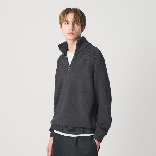 ビューティー＆ユース ユナイテッドアローズ（BEAUTY&YOUTH）/コード ヤーン ハーフ ジップ ニット ウォッシャブル