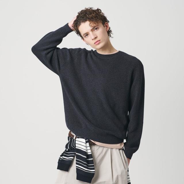 ビューティー＆ユース ユナイテッドアローズ（BEAUTY&YOUTH）/ブークレ ミックス 12ゲージ アゼ クルーネック ニット ウォッシャブル
