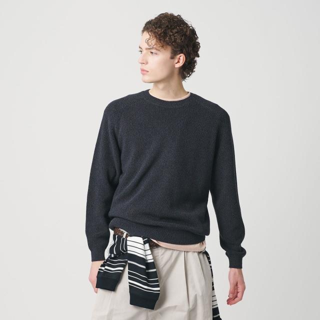 ビューティー＆ユース ユナイテッドアローズ（BEAUTY&YOUTH）/ブークレ ミックス 12ゲージ アゼ クルーネック ニット ウォッシャブル