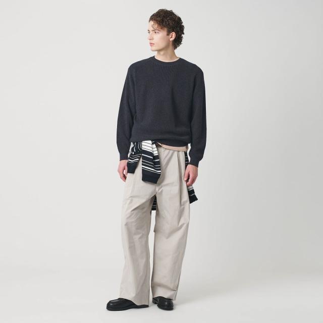 ビューティー＆ユース ユナイテッドアローズ（BEAUTY&YOUTH）/ブークレ ミックス 12ゲージ アゼ クルーネック ニット ウォッシャブル