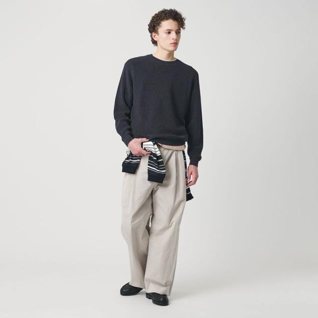 ビューティー＆ユース ユナイテッドアローズ（BEAUTY&YOUTH）/ブークレ ミックス 12ゲージ アゼ クルーネック ニット ウォッシャブル